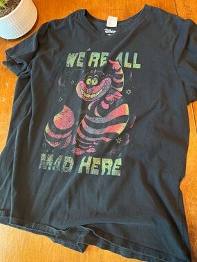 Disney Cheshire Cat “We’re All Mad Here” Graphic Tee Black 2XL
